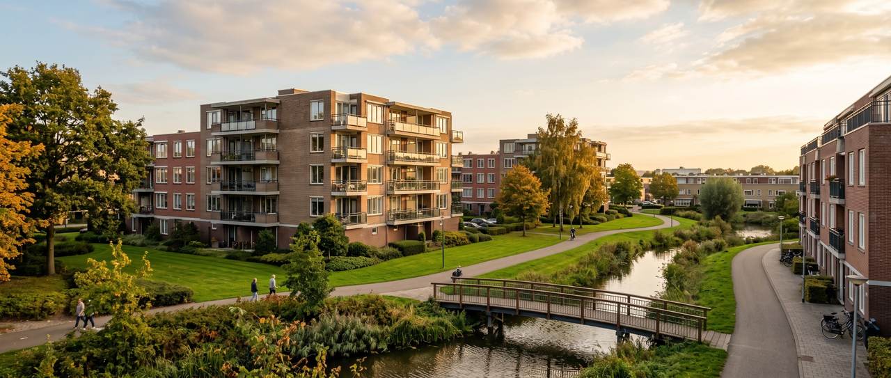 Appartementencomplexen tussen het groen in Spijkenisse